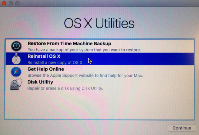 Mac OS Recovery Menu